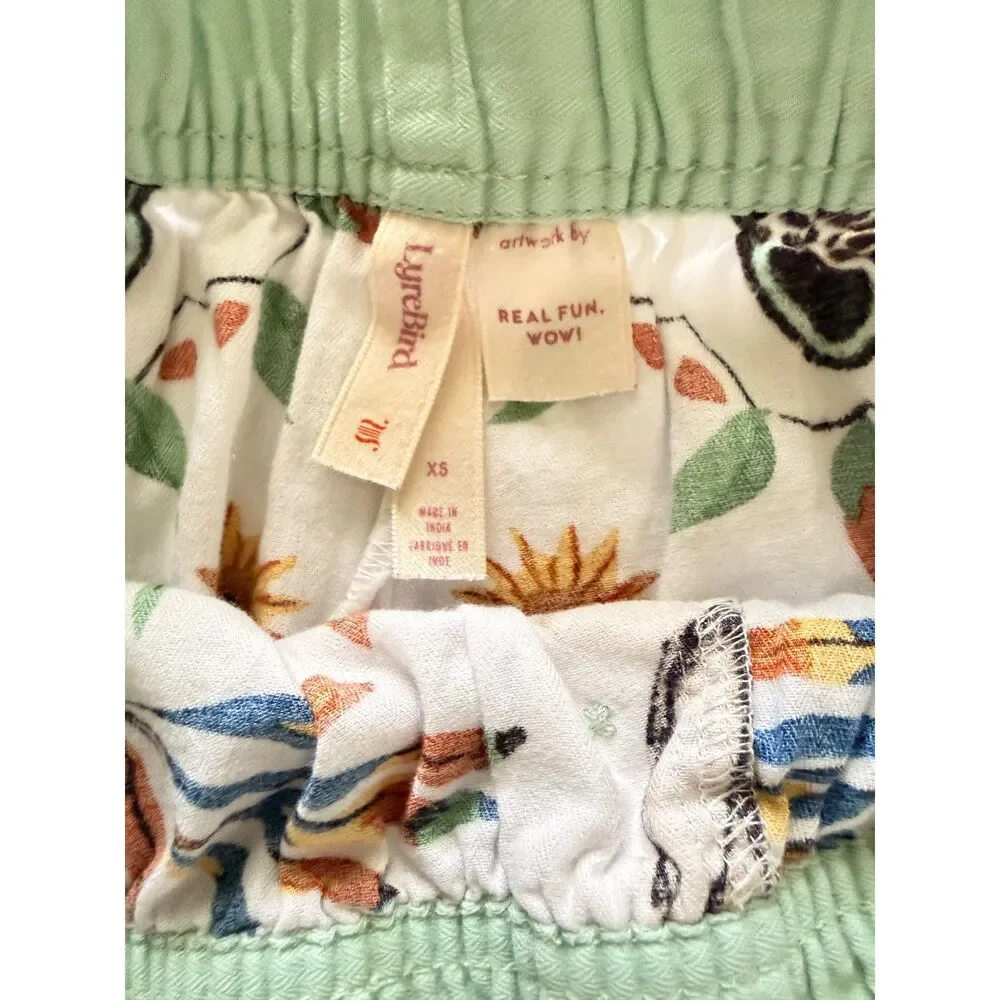 Anthro LyreBird Cotton Flannel Pajama Set Floral Animal Print Cottage Sleep XS